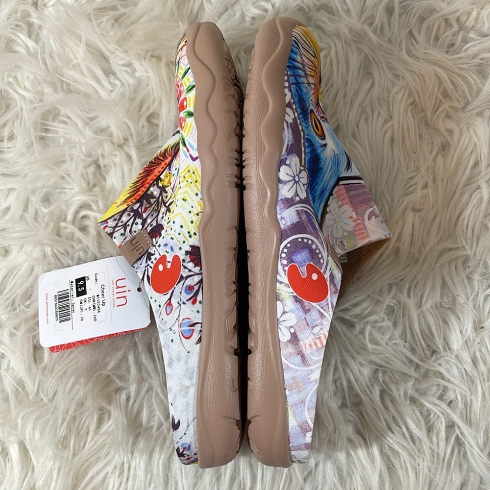 UIN CHEER UP SLIPPER Cat Print Colorful Lightweight Slip On Size 9.5 NEW - Picture 10 of 16
